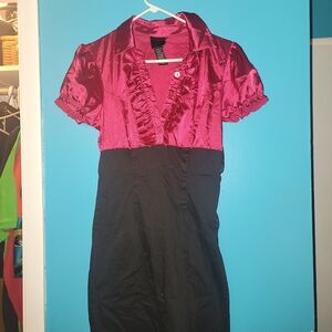 Red and Black Ruffled Dress